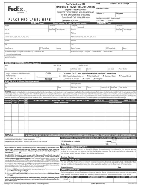 Fedex bol pdf - Access PDF shipping labels and forms, including Bill of Lading forms, the VICS Bill of Lading form, Reconsignment, Claims, and Global Shipping forms. 